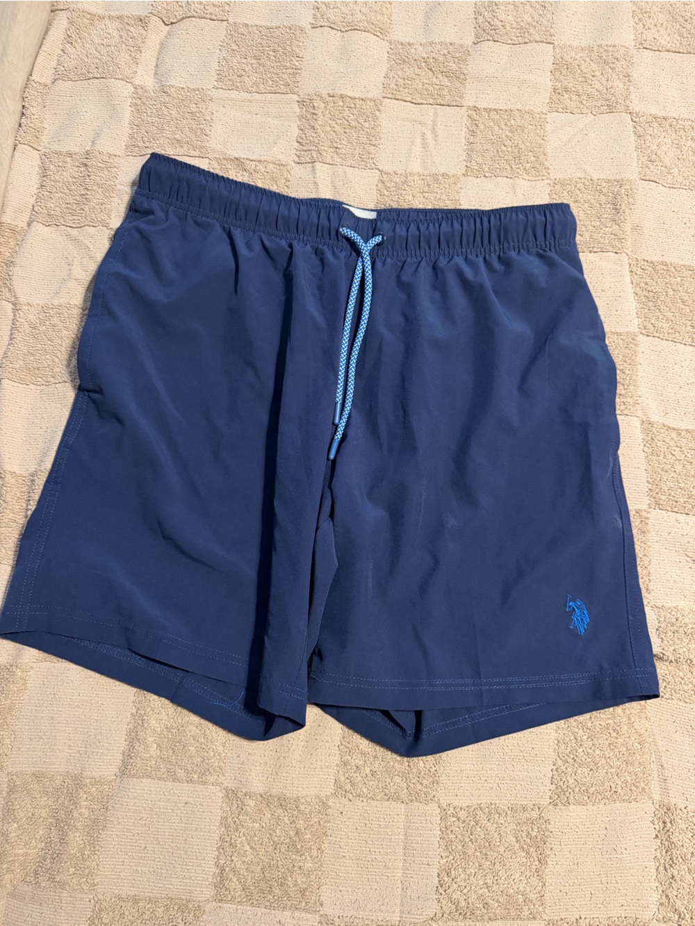U.S. Polo Assn. Blue Men's Swim Trunks with Contrast Drawcord